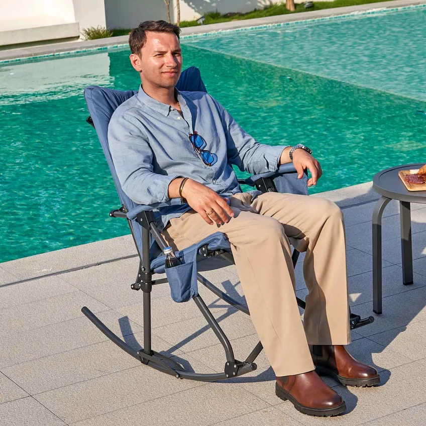 Portal Outdoors Rocking Camping Chair, Blue Soft Pad