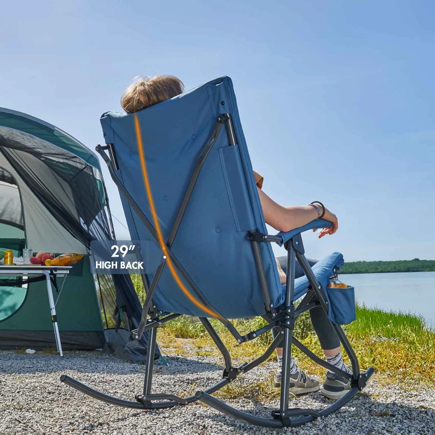 Portal Outdoors Rocking Camping Chair, Blue Soft Pad