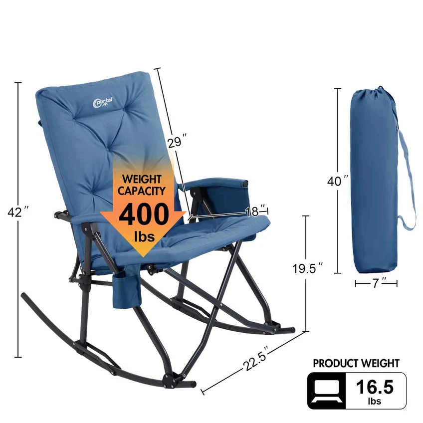 Portal Outdoors Rocking Camping Chair, Blue Soft Pad