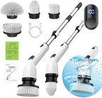 TUYU Electric Spin Scrubber, Cordless Cleaning Brush with Extendable Handle - Black