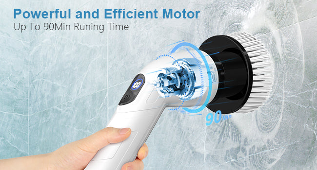 TUYU Electric Spin Scrubber, Cordless Cleaning Brush with Extendable Handle - Black