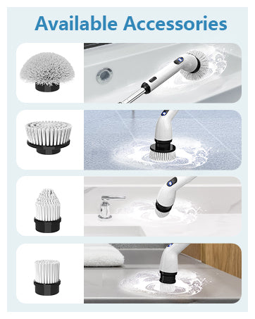TUYU Electric Spin Scrubber, Cordless Cleaning Brush with Extendable Handle - Black